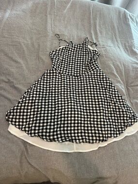Lulu's Black and White Gingham Halter Sundress for Girls